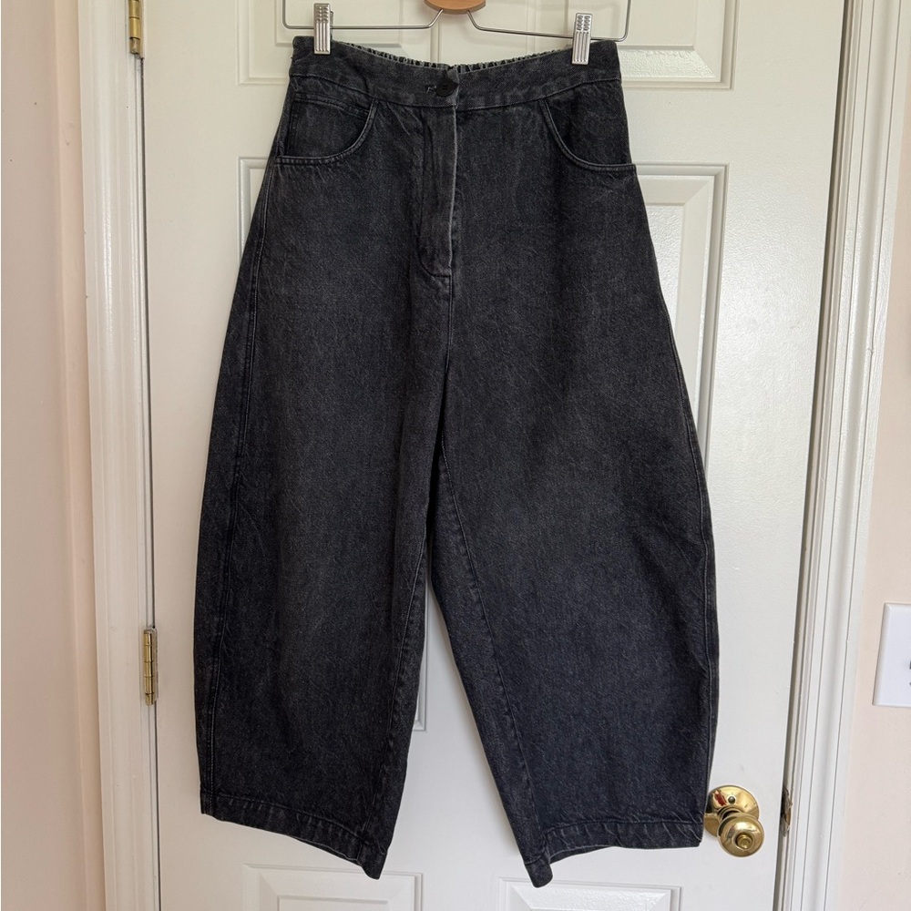 Wide-Leg Black Denim Jeans